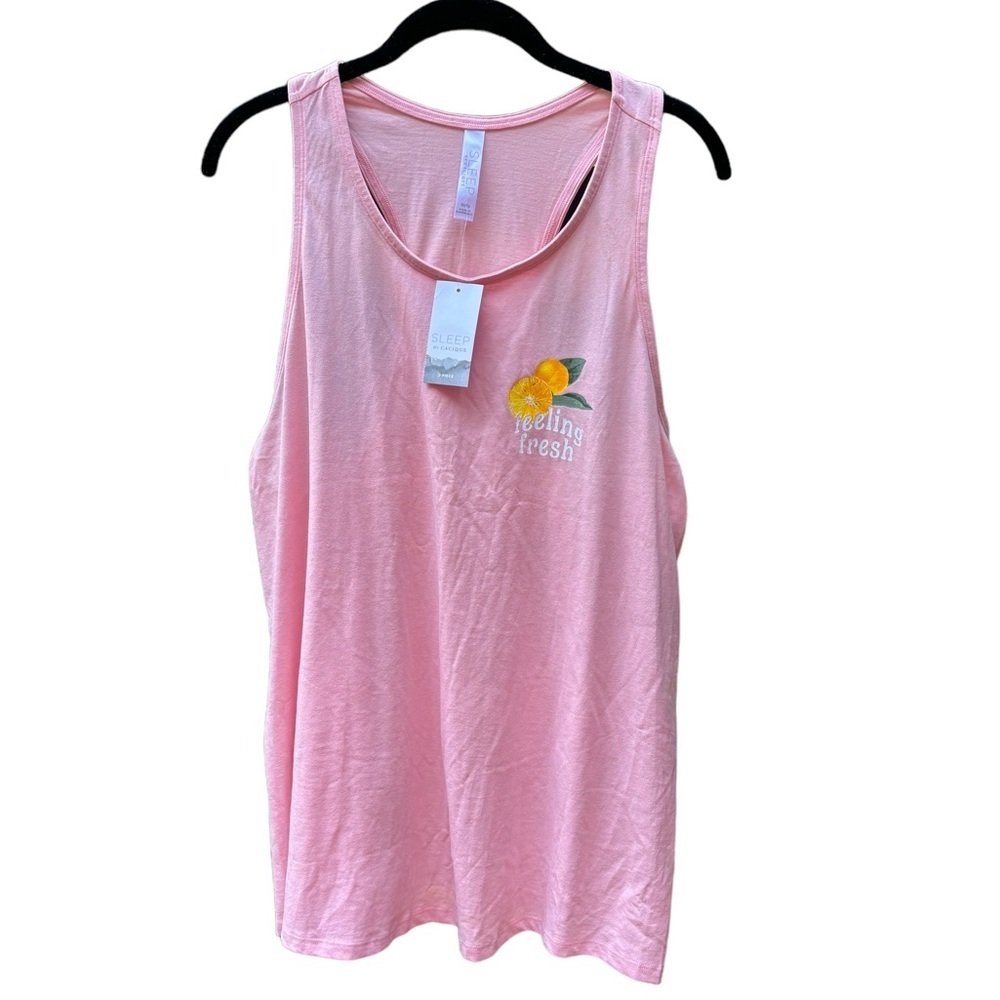 NWT Sleep by cacique grey pink scoop neck sleeveless stretch sleepwear top 10/12